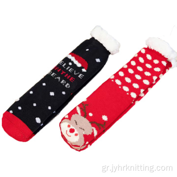 Mens Χριστουγεννιάτικα fleece επένδυση βελούδινο παντόφλες κάλτσες